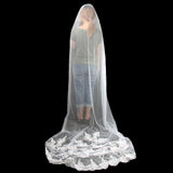 Maxbell 3M Cathedral Flowers Lace Edge Wedding Bridal Veil for Beautiful Bride Ivory - Aladdin Shoppers