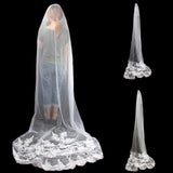Maxbell 3M Cathedral Flowers Lace Edge Wedding Bridal Veil for Beautiful Bride Ivory - Aladdin Shoppers