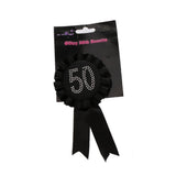 Maxbell Glitter 50 Award Ribbon Rosette Badge Brooch Birthday Party Favour Black - Aladdin Shoppers