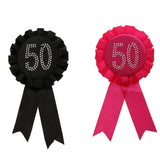 Maxbell Glitter 50 Award Ribbon Rosette Badge Brooch Birthday Party Favour Black - Aladdin Shoppers