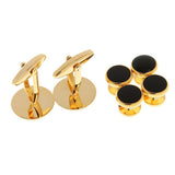 Maxbell Men Tuxedo Collar Buttons Shirt Cufflinks Formal Dress Costume Gold black - Aladdin Shoppers
