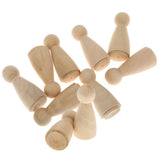 Maxbell 10pcs Female Bride Plain Blank Wooden Peg Dolls Figures Wedding Cake Toppers - Aladdin Shoppers