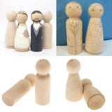 Maxbell 10pcs Female Bride Plain Blank Wooden Peg Dolls Figures Wedding Cake Toppers - Aladdin Shoppers