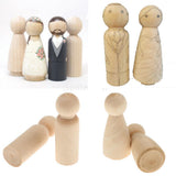 Maxbell 10pcs Female Bride Plain Blank Wooden Peg Dolls Figures Wedding Cake Toppers - Aladdin Shoppers