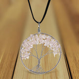 Maxbell Handmade Tree of Life Pendant Rose Quartz Bead Copper Wire Wrapped Jewelry - Aladdin Shoppers