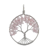 Maxbell Maxbell Handmade Tree of Life Pendant Rose Quartz Bead Copper Wire Wrapped Jewelry