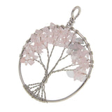 Maxbell Handmade Tree of Life Pendant Rose Quartz Bead Copper Wire Wrapped Jewelry - Aladdin Shoppers