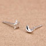 Maxbell 2pcs Sterling Women Silver Creative Asymmetry Moon Star Ear Stud Earrings - Aladdin Shoppers