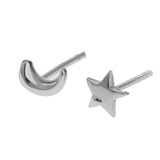 Maxbell 2pcs Sterling Women Silver Creative Asymmetry Moon Star Ear Stud Earrings - Aladdin Shoppers