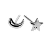 Maxbell 2pcs Sterling Women Silver Creative Asymmetry Moon Star Ear Stud Earrings - Aladdin Shoppers