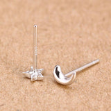 Maxbell 2pcs Sterling Women Silver Creative Asymmetry Moon Star Ear Stud Earrings - Aladdin Shoppers