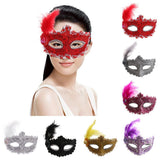 Maxbell Fancy Dress Feather Lace Eye Mask Masquerade Halloween Party Costume Purple - Aladdin Shoppers