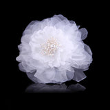 Maxbell Bridal Wedding Fabric Flower Pin Brooch Pearl Diamante Hairpin Jewelry White - Aladdin Shoppers