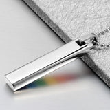 Rectangle LGBT Gay Pride Rainbow Pendant Necklace Transgender Transexual Jewelry