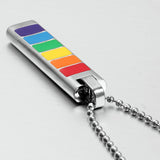 Rectangle LGBT Gay Pride Rainbow Pendant Necklace Transgender Transexual Jewelry