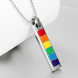 Rectangle LGBT Gay Pride Rainbow Pendant Necklace Transgender Transexual Jewelry