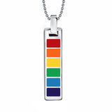 Rectangle LGBT Gay Pride Rainbow Pendant Necklace Transgender Transexual Jewelry