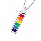 Rectangle LGBT Gay Pride Rainbow Pendant Necklace Transgender Transexual Jewelry