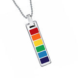 Rectangle LGBT Gay Pride Rainbow Pendant Necklace Transgender Transexual Jewelry