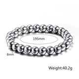Maxbell Women 8mm Stainless Steel Round Beads Charm Elastic Bracelet Bangle Silver - Aladdin Shoppers
