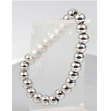 Maxbell Women 8mm Stainless Steel Round Beads Charm Elastic Bracelet Bangle Silver - Aladdin Shoppers