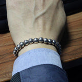 Maxbell Women 8mm Stainless Steel Round Beads Charm Elastic Bracelet Bangle Silver - Aladdin Shoppers