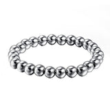 Maxbell Women 8mm Stainless Steel Round Beads Charm Elastic Bracelet Bangle Silver - Aladdin Shoppers