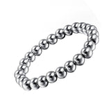 Maxbell Women 8mm Stainless Steel Round Beads Charm Elastic Bracelet Bangle Silver - Aladdin Shoppers