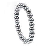Maxbell Women 8mm Stainless Steel Round Beads Charm Elastic Bracelet Bangle Silver - Aladdin Shoppers