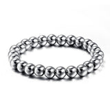 Maxbell Women 8mm Stainless Steel Round Beads Charm Elastic Bracelet Bangle Silver - Aladdin Shoppers