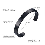 Maxbell Fashion Mens Womens Black Polished Stainless Steel Bangle Cuff Bracelet - Aladdin Shoppers