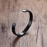 Maxbell Fashion Mens Womens Black Polished Stainless Steel Bangle Cuff Bracelet - Aladdin Shoppers