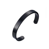Maxbell Fashion Mens Womens Black Polished Stainless Steel Bangle Cuff Bracelet - Aladdin Shoppers