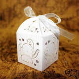 Maxbell Hollow Out Mini Animals Elephant Candy Boxes Gift Bags Wedding Favors White - Aladdin Shoppers
