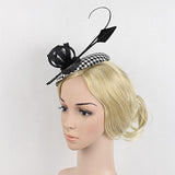 Maxbell Ribbon Flower Fascinator Feather Grid Mini Top Hat Hair Clip Wedding Black - Aladdin Shoppers