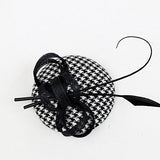 Maxbell Ribbon Flower Fascinator Feather Grid Mini Top Hat Hair Clip Wedding Black - Aladdin Shoppers