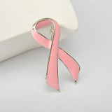Maxbell Pink Enamel Breast Cancer Awareness Charity Ribbon Brooch Pin w/ Silver Edge - Aladdin Shoppers