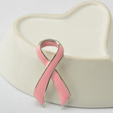 Maxbell Pink Enamel Breast Cancer Awareness Charity Ribbon Brooch Pin w/ Silver Edge - Aladdin Shoppers