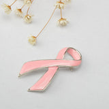 Maxbell Pink Enamel Breast Cancer Awareness Charity Ribbon Brooch Pin w/ Silver Edge - Aladdin Shoppers