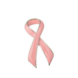 Maxbell Pink Enamel Breast Cancer Awareness Charity Ribbon Brooch Pin w/ Silver Edge - Aladdin Shoppers