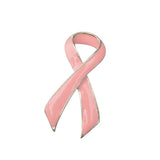 Maxbell Pink Enamel Breast Cancer Awareness Charity Ribbon Brooch Pin w/ Silver Edge - Aladdin Shoppers