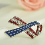 Maxbell Diamante Rhinestone USA American Flag Ribbon Brooches Pins Patriotic Jewelry - Aladdin Shoppers