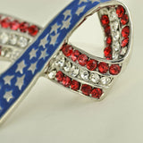 Maxbell Diamante Rhinestone USA American Flag Ribbon Brooches Pins Patriotic Jewelry - Aladdin Shoppers