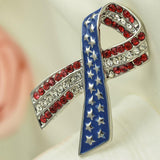 Maxbell Diamante Rhinestone USA American Flag Ribbon Brooches Pins Patriotic Jewelry - Aladdin Shoppers