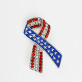 Maxbell Diamante Rhinestone USA American Flag Ribbon Brooches Pins Patriotic Jewelry - Aladdin Shoppers