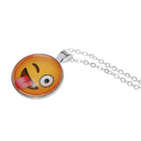 Maxbell Funny Facial Expression Glass Cabochon Pendant Necklace Jewelry Style 7 - Aladdin Shoppers