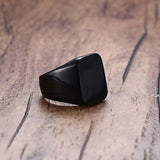 Maxbell Solid Polished Stainless Steel Band Biker Men Signet Ring Black US 9 - Aladdin Shoppers