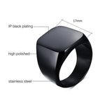 Maxbell Solid Polished Stainless Steel Band Biker Men Signet Ring Black US 9 - Aladdin Shoppers
