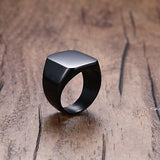 Maxbell Solid Polished Stainless Steel Band Biker Men Signet Ring Black US 9 - Aladdin Shoppers