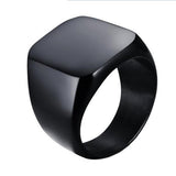 Maxbell Solid Polished Stainless Steel Band Biker Men Signet Ring Black US 9 - Aladdin Shoppers